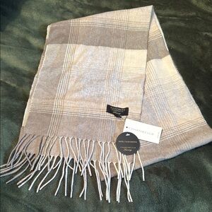 Charter Club Soft Gray Checkered 100% Cashmere Scarf